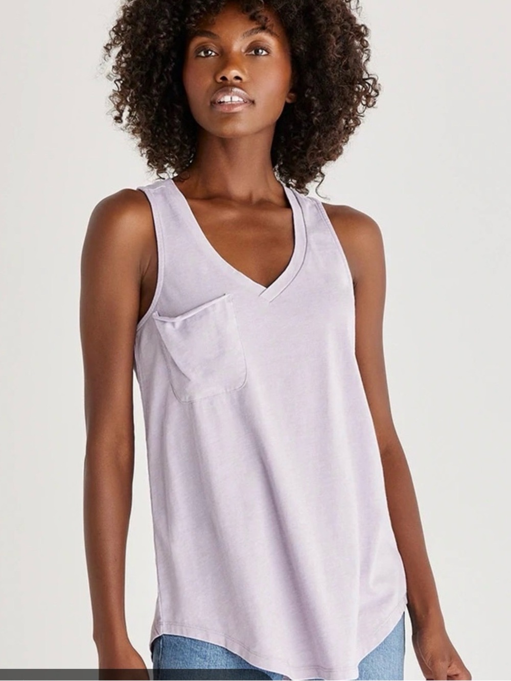 Z Supply Pocket Racer Tank in Lavender Ash